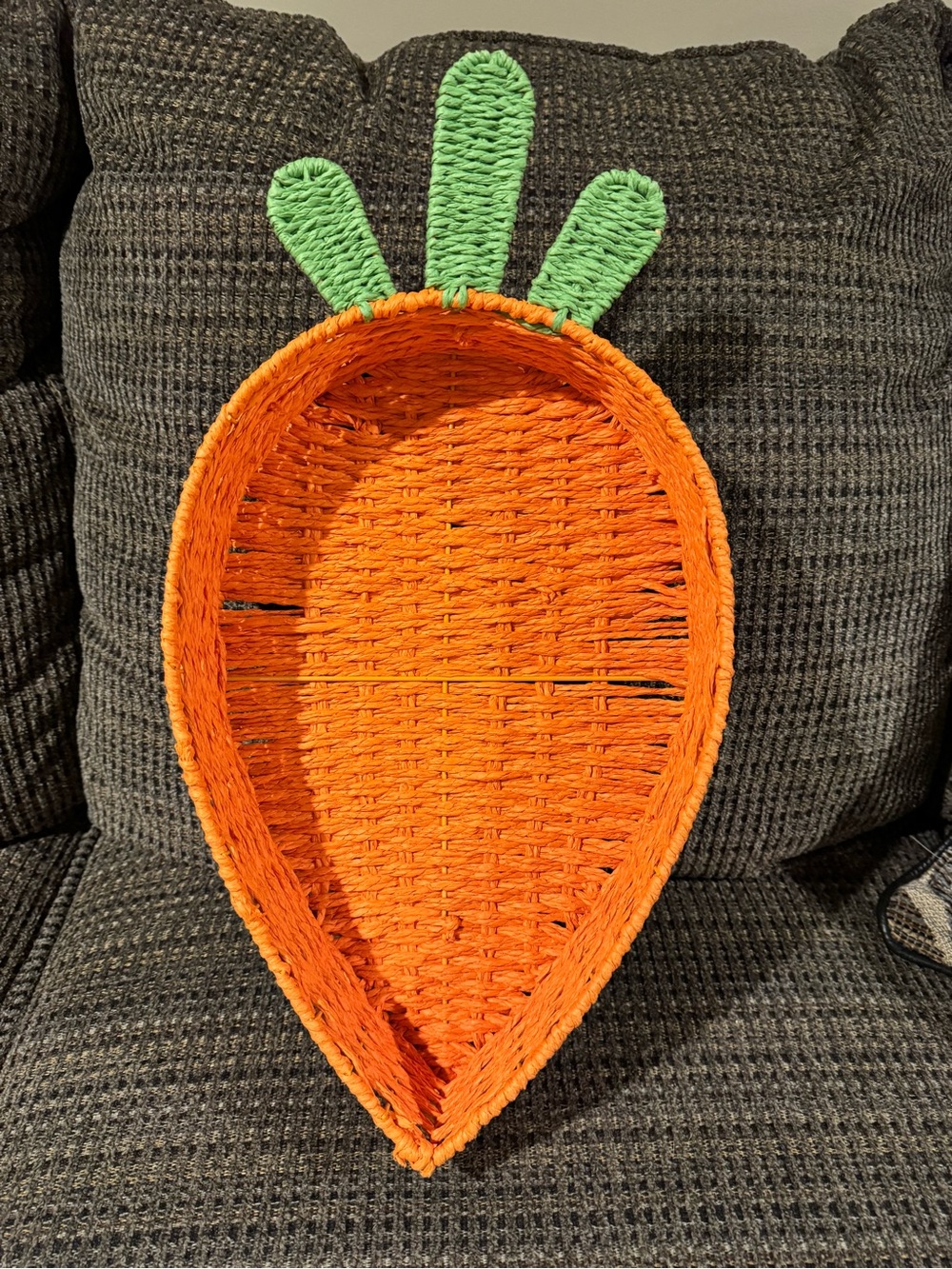 Spring Woven Carrot Basket Tray Easter Decor Orange & Green